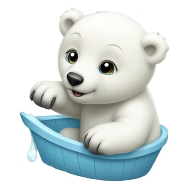  a baby polar bear playing on a swi sticker