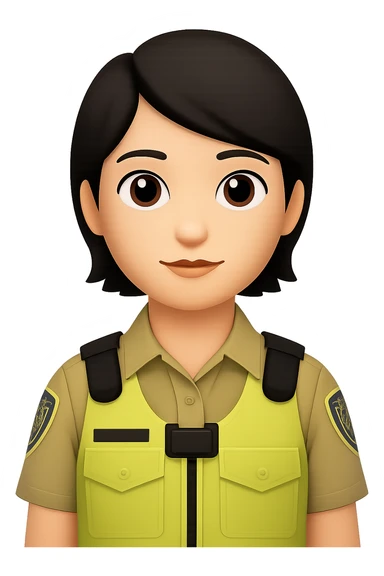 Change the hair to black and make the uniform only khaki, keep the style consistent with the original images. sticker