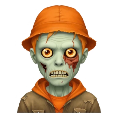 zombie man in orange hats sticker