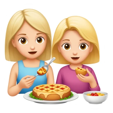 Mama links und Mädchen rechts beim Essen  sticker