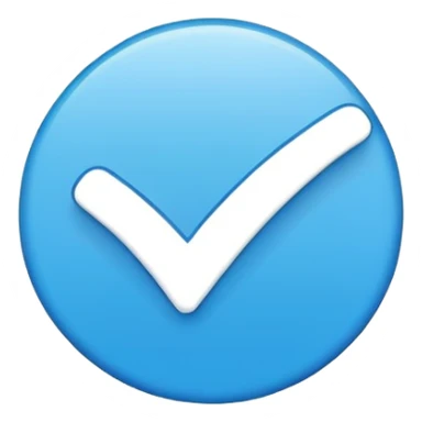blue checkmark, simple and bold, color icon style sticker