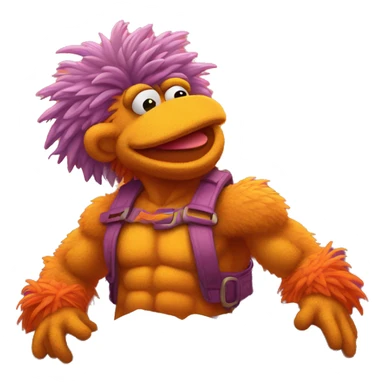 fraggle rocks hot muscle trainer sunset colored sticker
