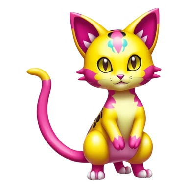 Shiny Colorful Liepard-Skitty-Delcatty-Pokémon-Fakémon-hybrid-creature (full body) sticker