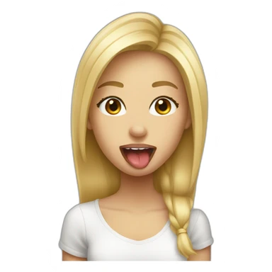 blond girl sticking tongue out sticker