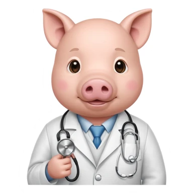Pig in white coat holding stethoscope.













 sticker
