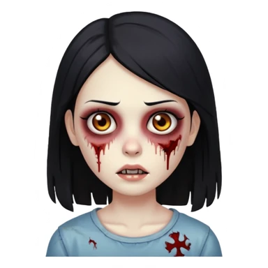 zombie girl with straight hair and brown eyes sticker