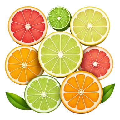 Emoji of slices of oranges, lemon, lemongrass, lime, grapefruit sticker