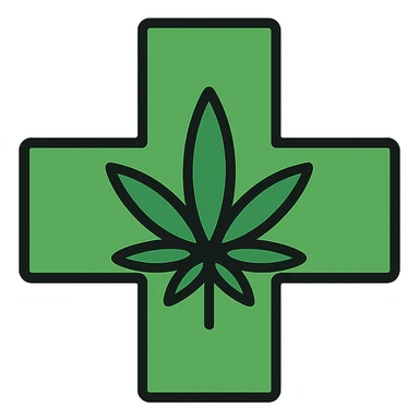 green cross symbol representing cannabis, clean and modern style sticker
