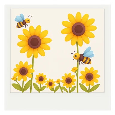 Add a polaroid frame to the image, keeping the same colors and style. sticker