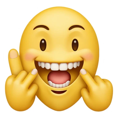 Yellow emoji finger bite with teeth in flirty manner sticker