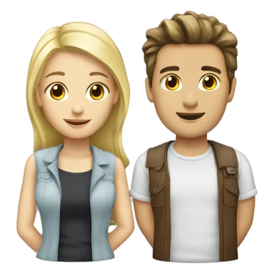 couple blond boy brunette girl sticker