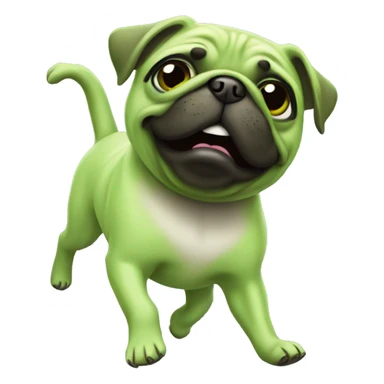 Dancing Green Pug  sticker
