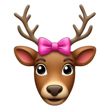 A Christmas rudolf wearing a pink bow on top of its head sticker
