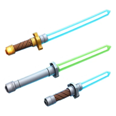 Clash of Clans aesthetic: Cinematic heroic Star Wars light sabre Emoji, rendered in a 3D vector-style similar to standard emojis with minimal shading and bold, simplified shapes. A compact, vibrant energy blade with a neon-hued, glowing edge . Stylized with a touch of interstellar elegance and a soft glowing outline, capturing the essence of a legendary energy blade with a friendly, playful manner! sticker