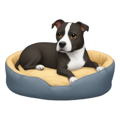 Staffie dog in small bed sticker
