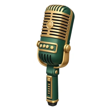 microphone dark green with beige details, art deco style sticker