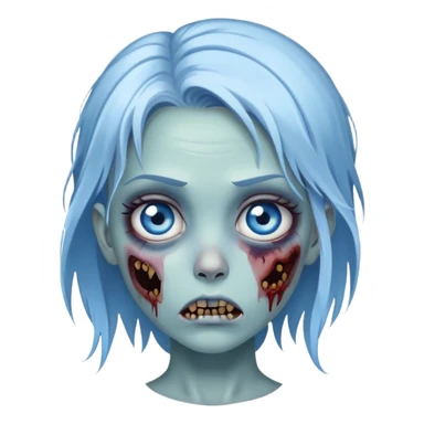 Zombie girl and Hair blue and eyes blue  sticker