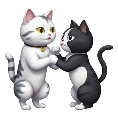 Grey and white cat fighting a black and white cat sticker