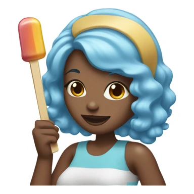 Black woman with light blue hair eating popsicle  sticker