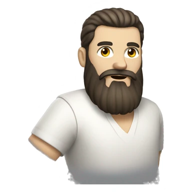 Rotund Bearded man bowling, dark beard, white skin tone,   sticker