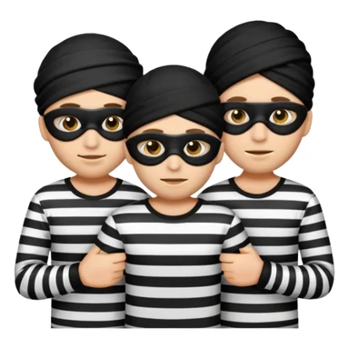 3 theif robbers emoji,Stripped shirt,eye mask, black head. sticker