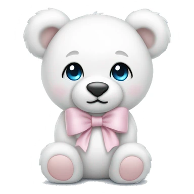 white teddy bear with light pink bow and blue eyes sticker