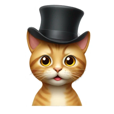 Cat with hat, looking smart and surprised, big eyes sticker
