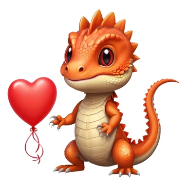 bearded dragon holding a heart balloon sticker