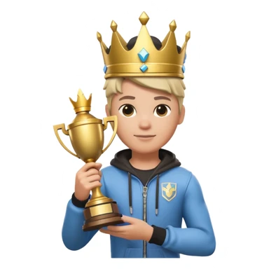 Fait moi une miniature YouTube avec un soin fortnite qui tien un tropher sticker