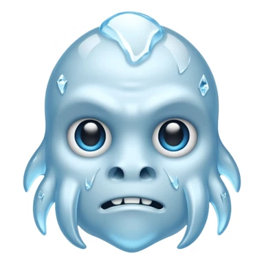 a pale blue cryptid face with ice details sticker
