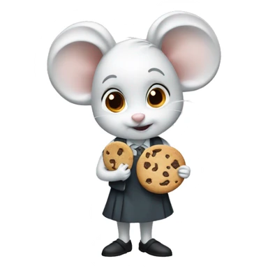 white skin girl teacher mouse eating cookie sticker
