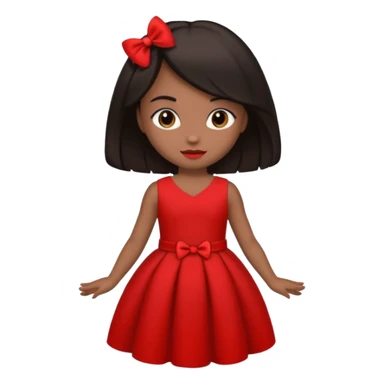 Uma menina de cabelo preto com o vestido vermelho mandando coração vermelho sticker