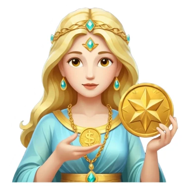 Goddess Golden Coin Magic Fantasy Low Poly sticker