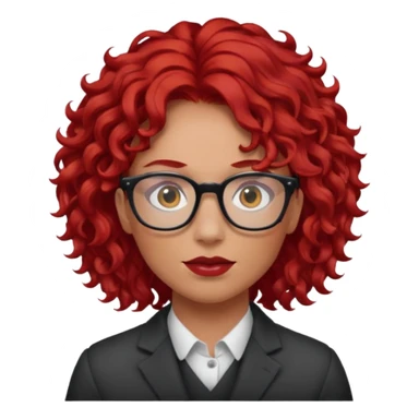 Peli roja rojo fuerte , con lentes pelo rizada largo sticker