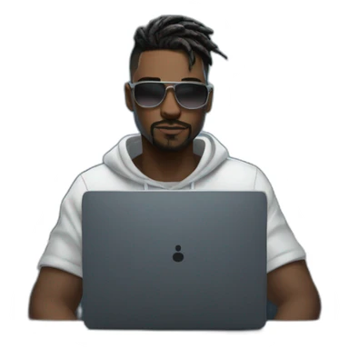 a male is coding at his cyberpunk room sticker