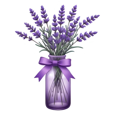 A vintage glass bottle, filled with delicate lavender stems in varying shades of soft lilac and deep aubergine, is adorned with a hand-dyed violet ribbon tied into a gentle bow. The light filters through the dusty glass, casting shadows of lavender sprigs onto the lace-covered surface, as if capturing a fleeting moment of serenity.






 sticker
