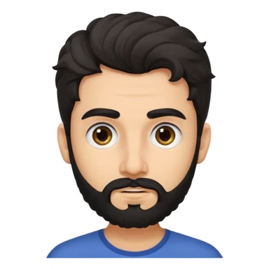 young fair skin Pakistani man with black beard wavy hair and squinted eyes and thick eyebrows sticker