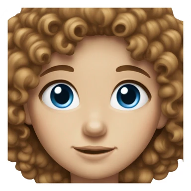 Girl with brown curly hair, white skin, blue eyes sticker