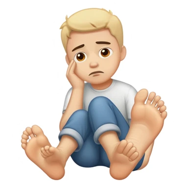 Sad, distraught and upset with big feet sticker