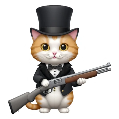 A cat with a top hat and a 24-gauge shotgun sticker