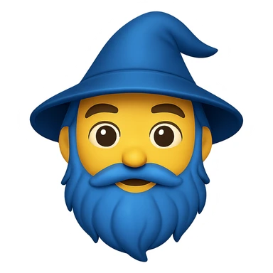 face with blue wizard beard emoji, digital illustration sticker