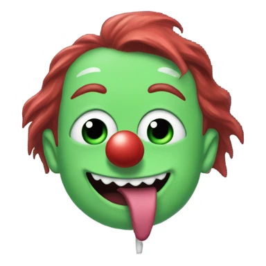 elon musk with a clown face and green nose with a dollar sign on it and puppy dog tongue and ears like an egirl sticker