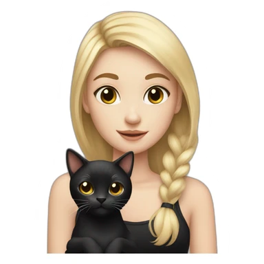 fair skinned girl with blonde hair holding a black cat sticker