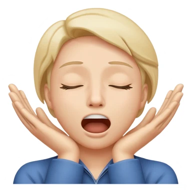 person with hands around their neck and their mouth open with their eyes closed  sticker