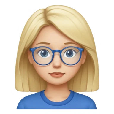 blond girl with eyeglass and blue outfit sticker