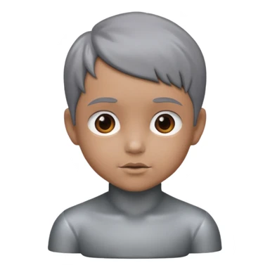 gray metal painted child bust sticker