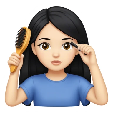 Black hair girl light skin brushing her hair sticker