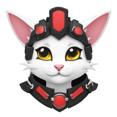 Anthro cool cute edgy elegant pretty black punk techwear red fantasy nargacuga-bat-cat-Fakemon collar harness warrior full body sticker