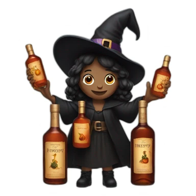 witch holding two hennessy bottles sticker