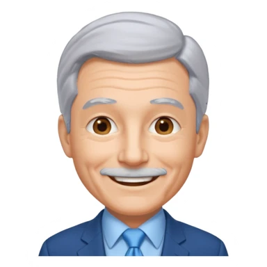 Create an emoji of a 62-year-old man in a blue suit and light blue tie with gray hair. sticker